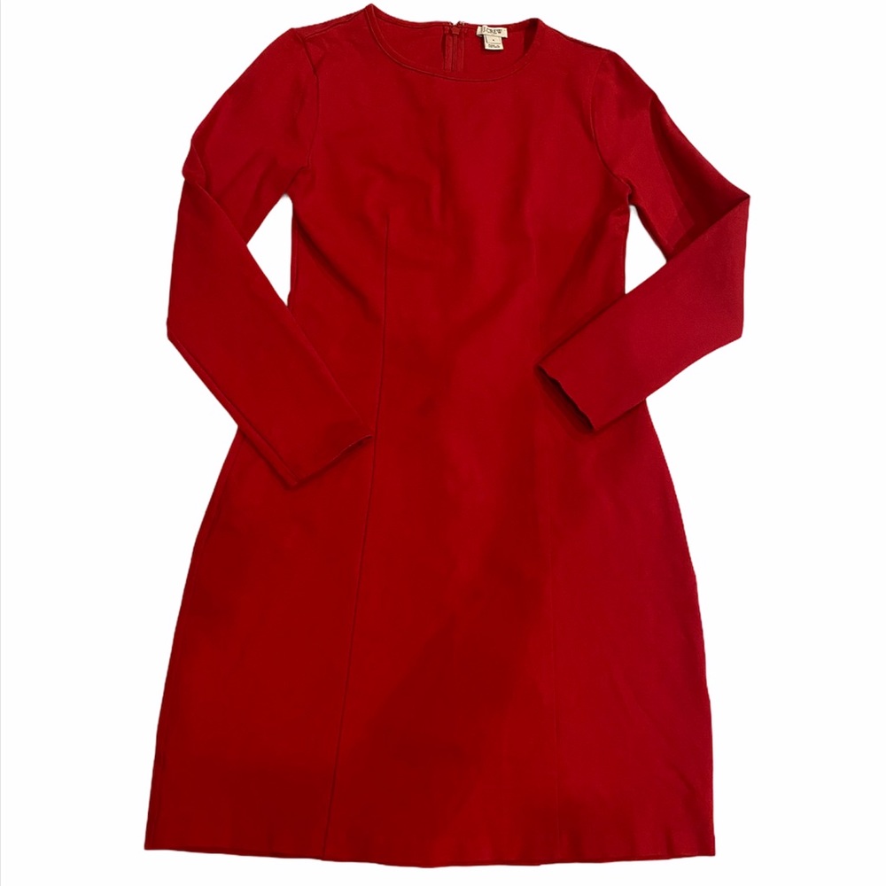 J. Crew Red Ponte knit long sleeve sheath dress